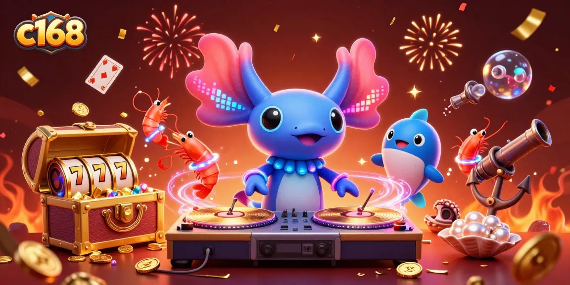 Experience thrilling gameplay with c168 as a neon axolotl DJ spins winning slots.