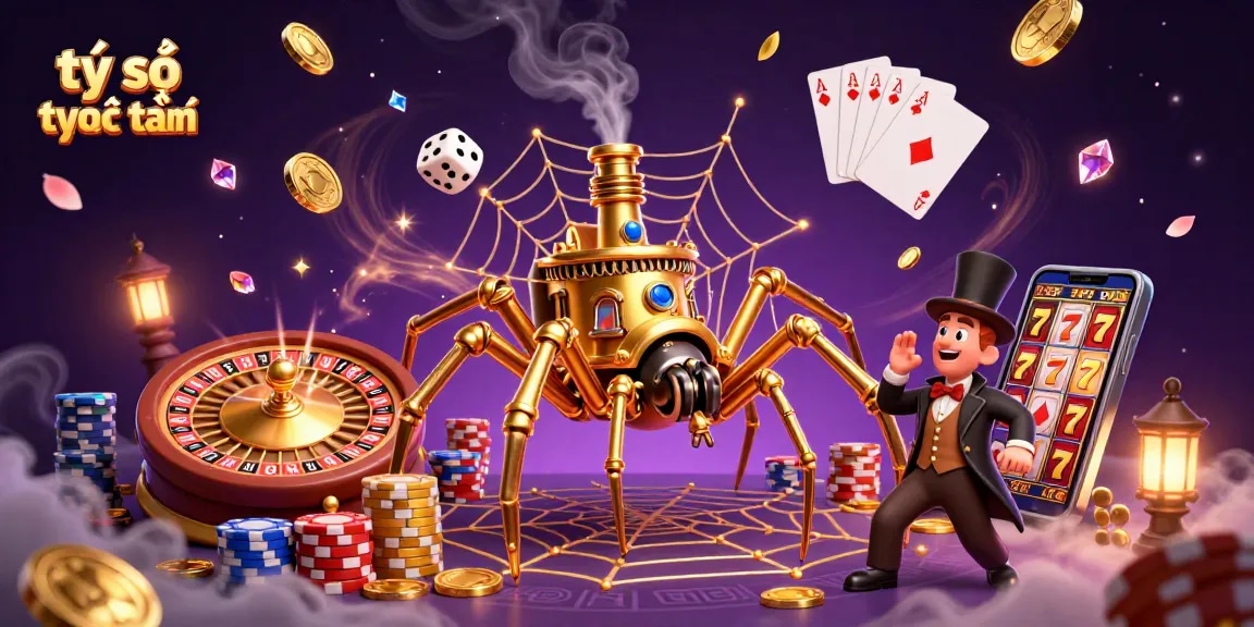 Catch thrilling tỷ số trực tuyến with a dynamic 3D scene of a golden spider weaving its web of fortune.