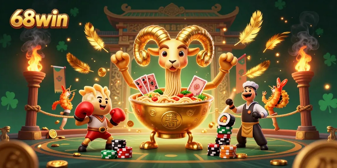 Experience thrills with 68win as the ramen bowl dealer captures the essence of online gaming action.