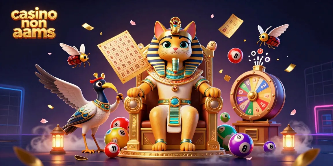 Slot machine con il gatto faraone e palline della lotteria nei casinò non AAMS.