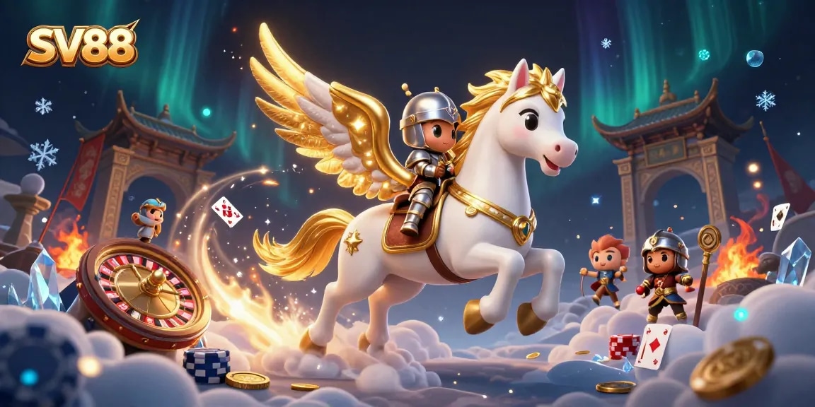 Experience thrilling action at SV88 casino with a celestial knight on an iconic white horse.