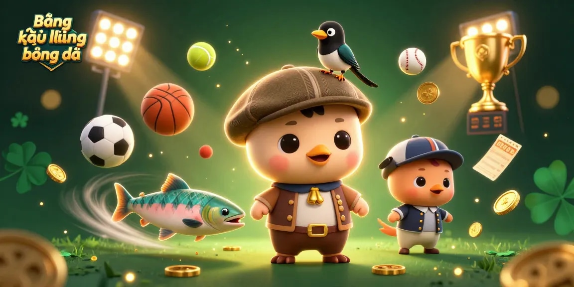 Bảng xếp hạng bóng đá engaging illustration featuring playful characters and sports elements
