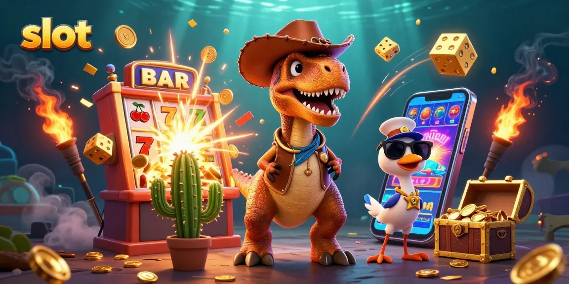 Spin the reels and unleash jackpots with dynamic slot-themed characters in an exciting casino scene.