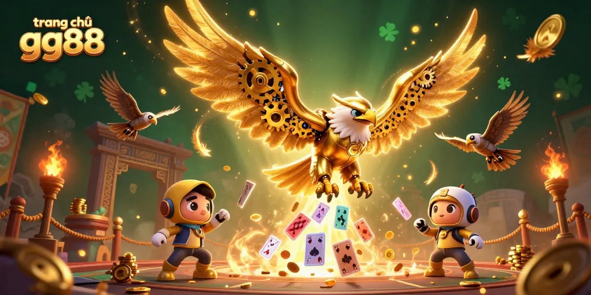 Engage in high-stakes action on trang chủ gg88 with vibrant casino-themed illustration featuring a golden eagle.