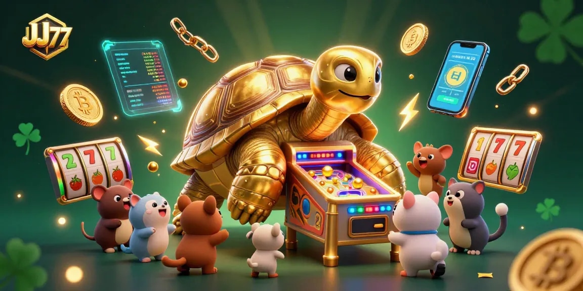 Experience the JJ77 gaming excitement with vibrant characters and thrilling casino elements.
