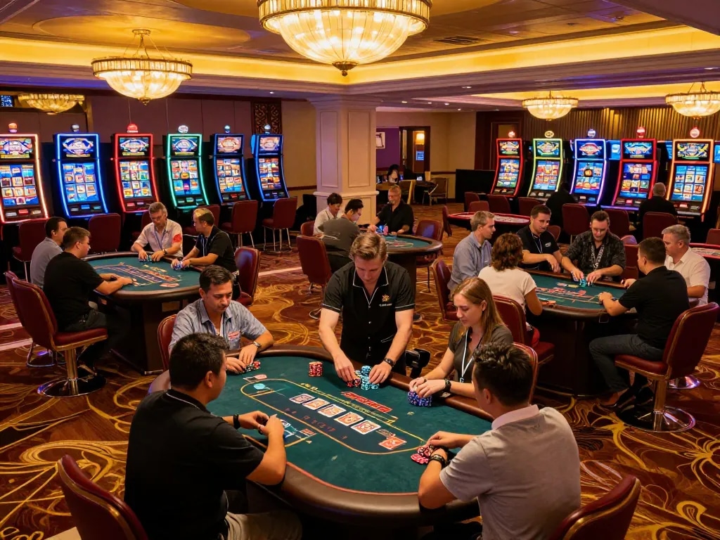 Engaging poker game at sunwin casino with players and dynamic action.