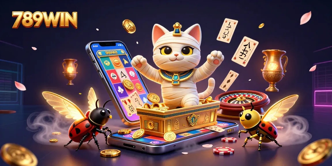 Experience thrilling moments with 789WIN's unique Egyptian-themed characters and dynamic casino elements.