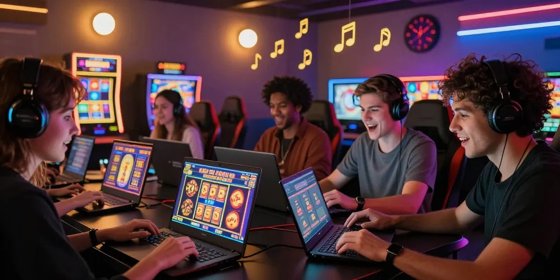Pengalaman bermain Pasar88 dengan pemain slot online di ruang gaming modern.