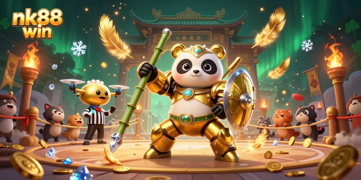 Experience nk88 win as a golden panda in mech-suit battles in a thrilling casino arena.