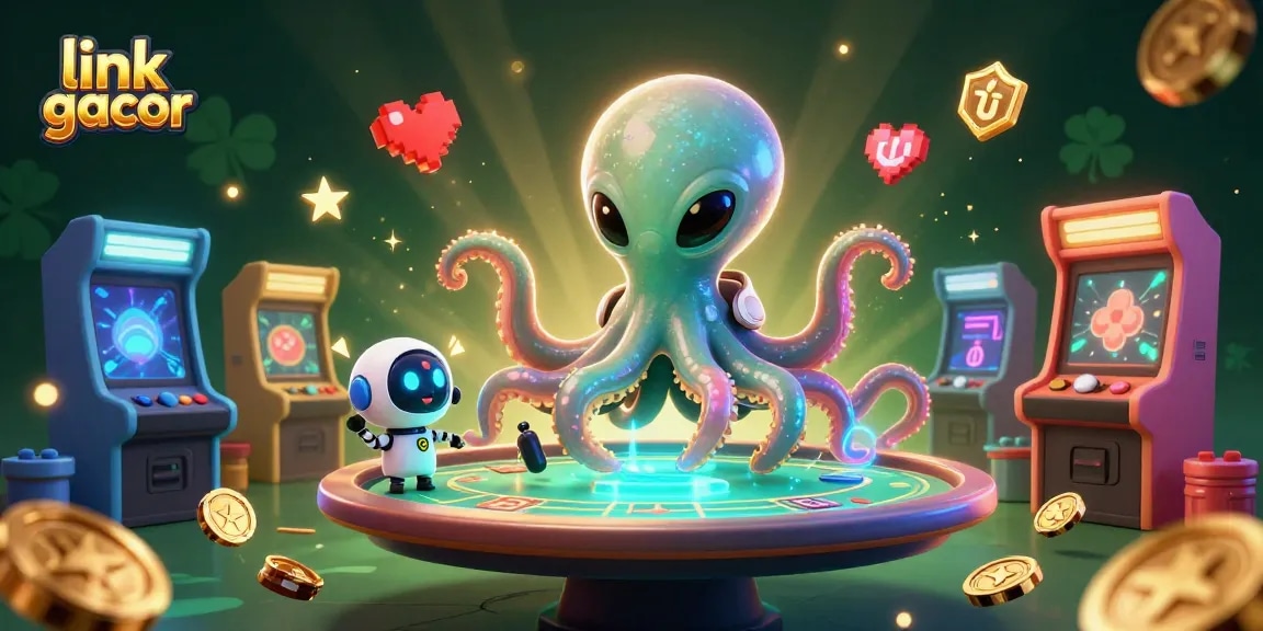 Experience the thrill of winning with link gacor in this vibrant alien casino scene filled with excitement.