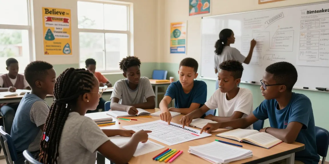 Students preparing for the 2026 NECO timetable in a vibrant classroom setting, engaged in collaborative learning.