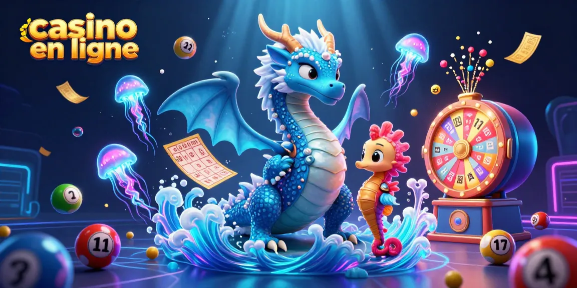 Illustrez le jeu avec le dragon d'eau et des boules de loterie pour le casino en ligne