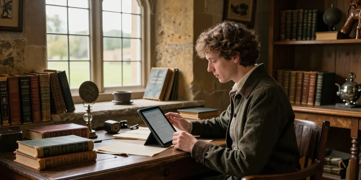 Explore historical content at https://tyntescastle.com with a reader engaged in rich cultural narratives.