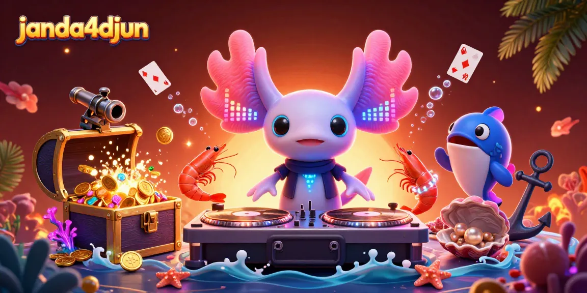 Janda4djun menyajikan keseruan dengan DJ axolotl, ikan lutung, dan harta karun bawah laut yang memikat.