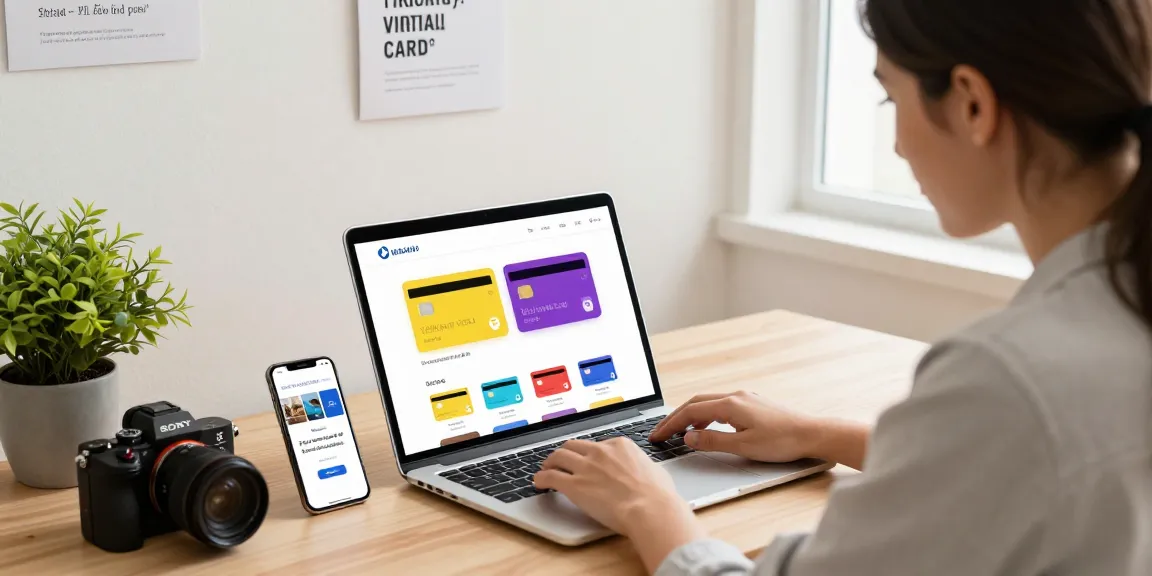 Customer purchasing virtual prepaid cards on ezzocard.com in a modern workspace with laptop and smartphone.