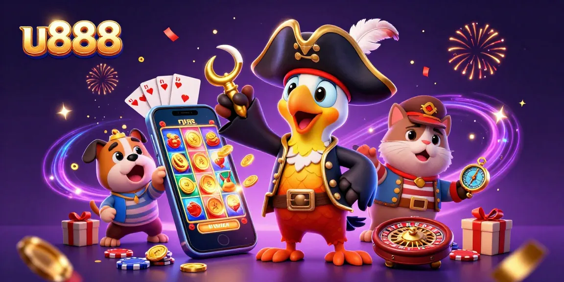 Spin to win with u888's exciting casino games featuring cartoon characters and vibrant action!