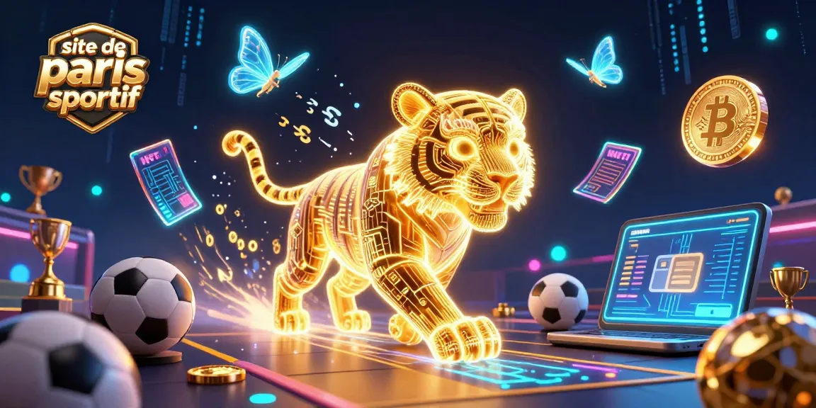 Visualisez l'énergie du site de paris sportif avec des éléments animés de paris et de crypto-monnaies.
