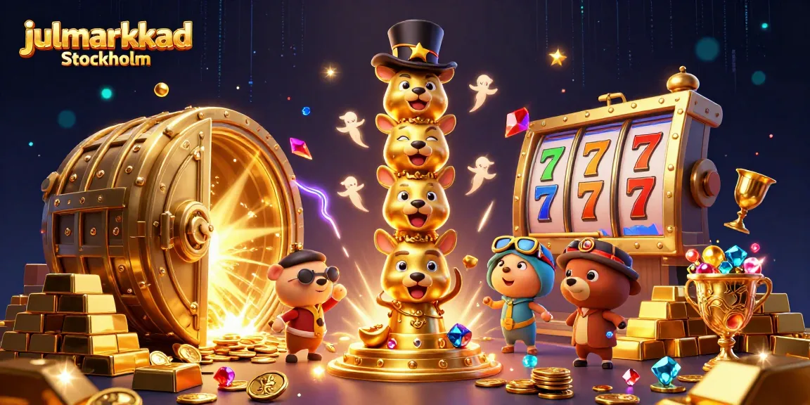 Engage in julmarknad Stockholm casino excitement with vibrant slot reels and a dynamic golden totem pole.