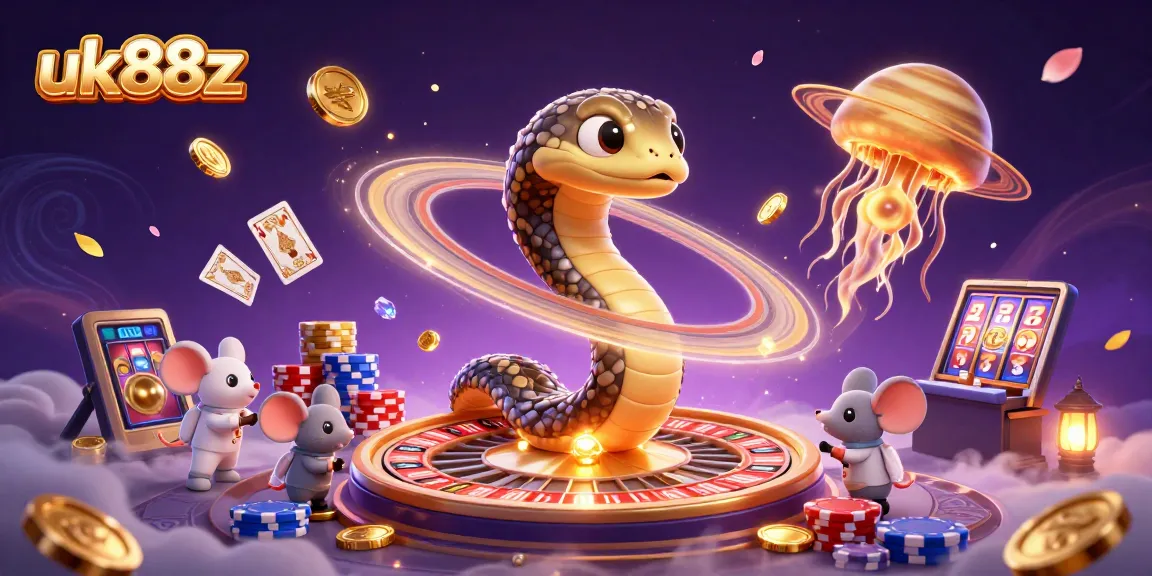 Bet on the cosmic roulette with uk88z in an ultra-detailed 3D casino scene of vibrant colors.