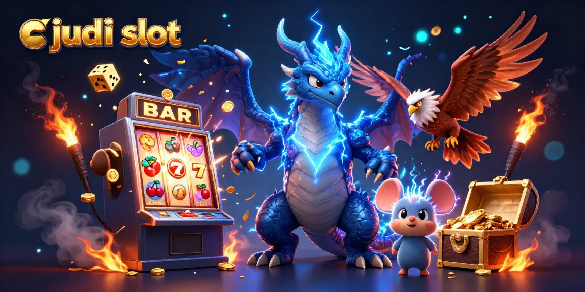 Menggoda para pemain judi slot dengan ilustrasi slot mesin dan karakter fantastis.