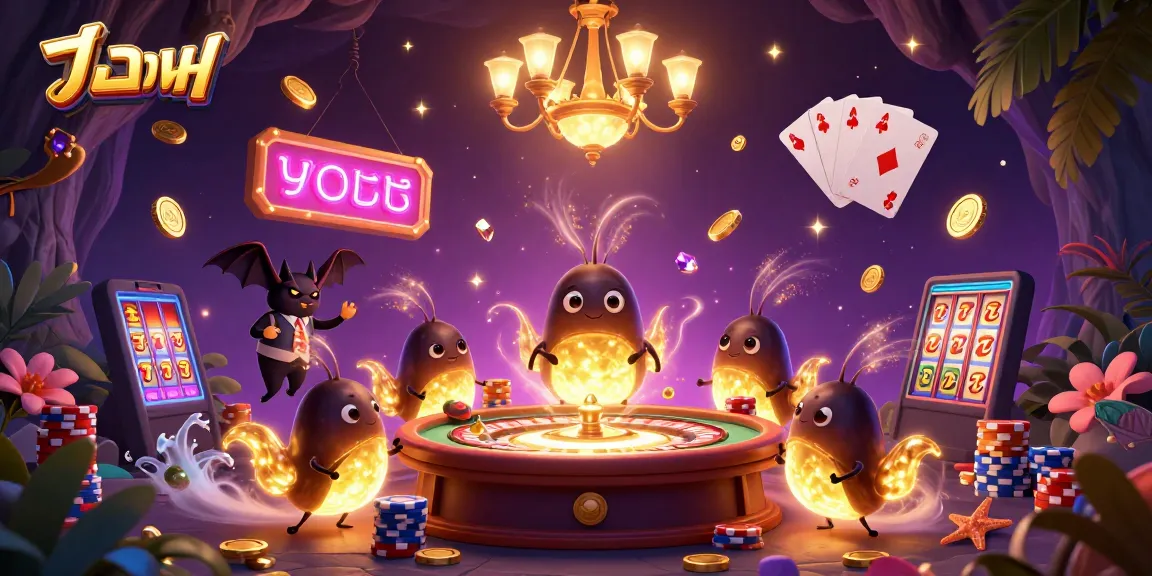 Engage in thrilling แทงบอล action with a shimmering casino scene illuminated by glowworms.