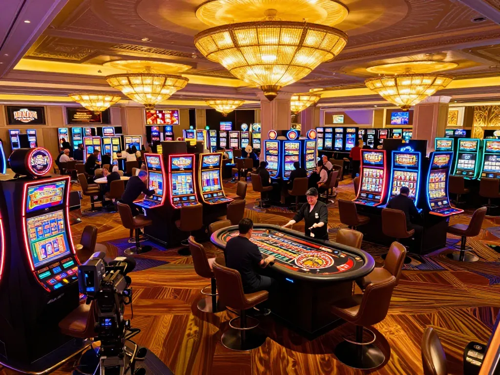 Players engaging in thrilling games at 789club's vibrant Las Vegas casino atmosphere
