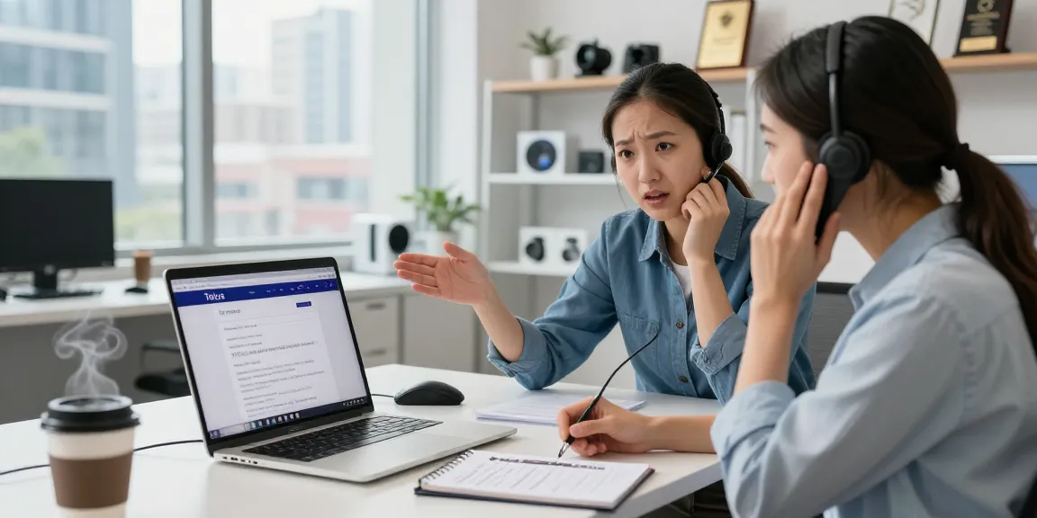 Telus-Technical-Support expert advising a customer in a modern office, showcasing efficient assistance.