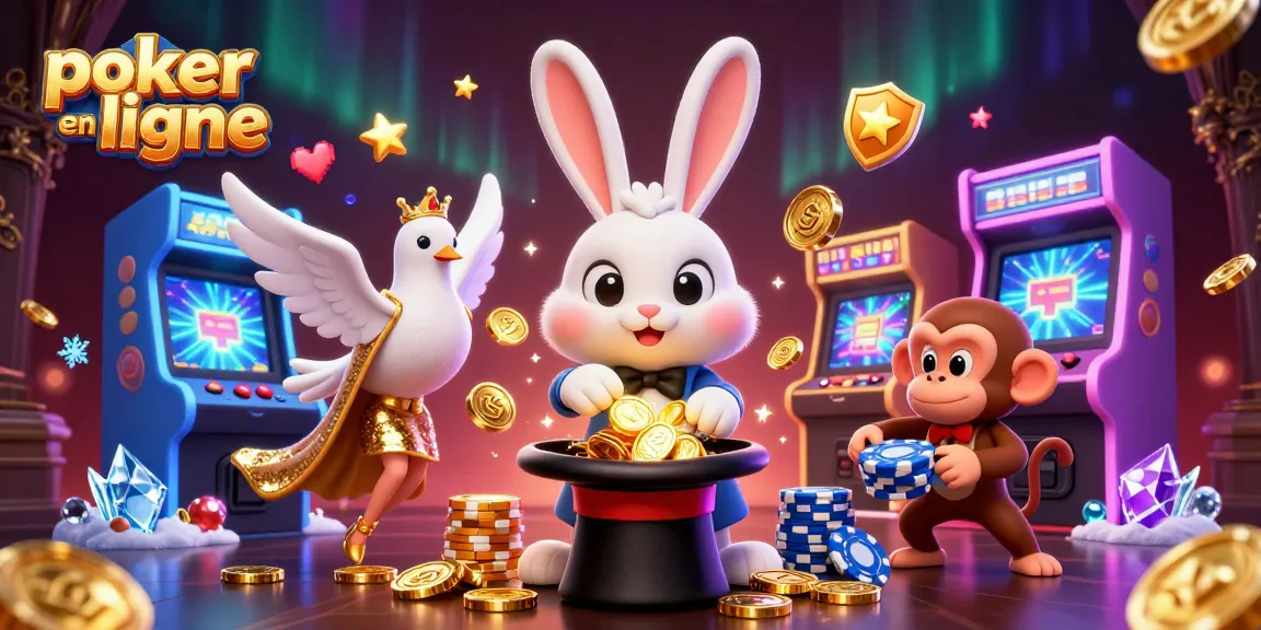 Jouez au poker en ligne avec cette illustration captivante et dynamique des personnages de casino.