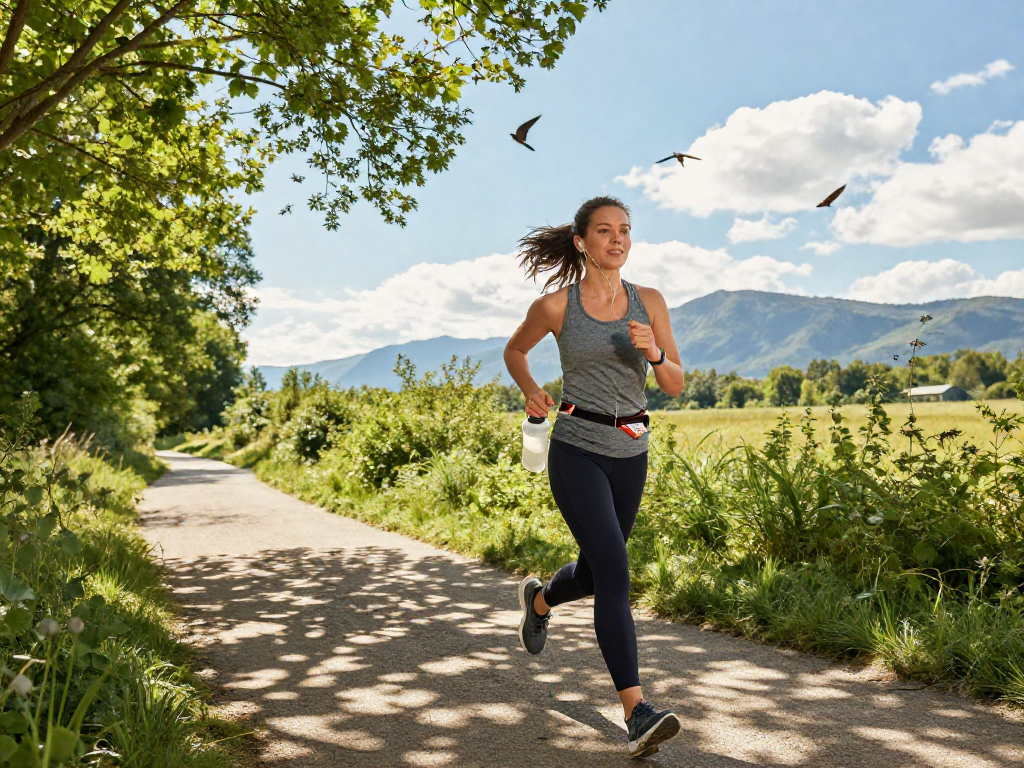 Boost your health with astaxanthin supplement Canada while jogging outdoors in nature.