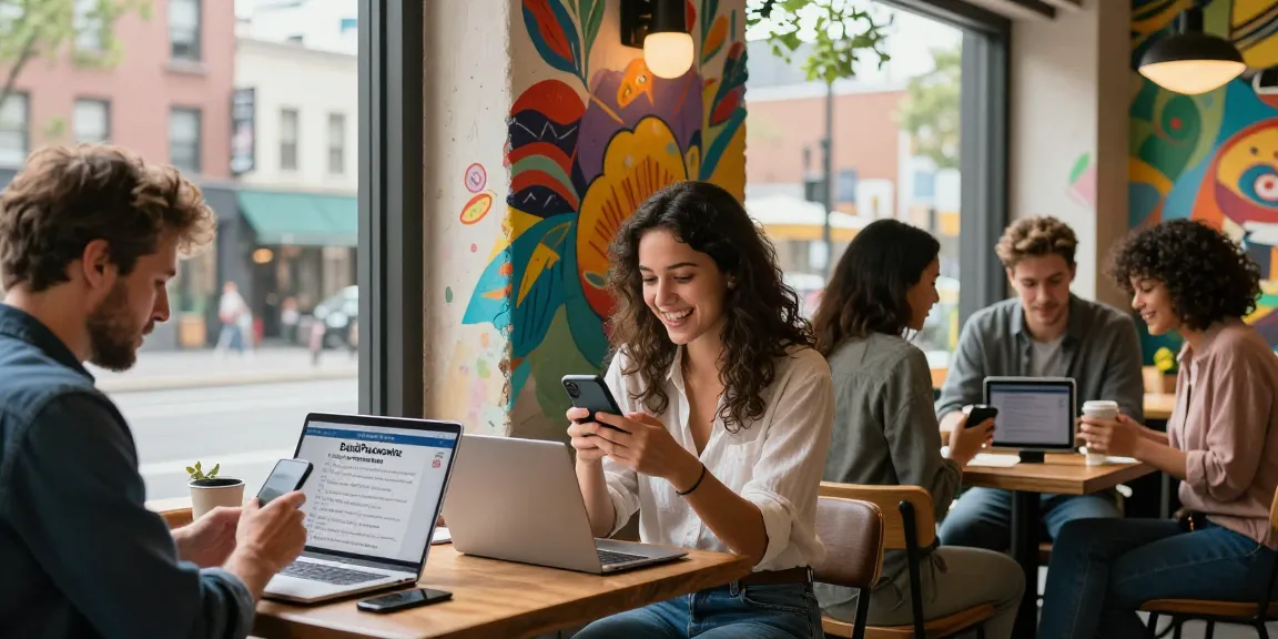Users engaging with BedPersonal for local classifieds in a vibrant urban setting.