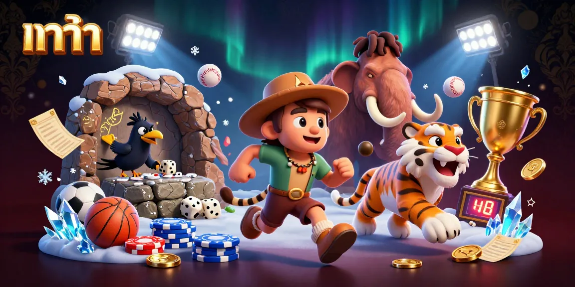 Experience thrilling บาคาร่า gameplay in a vibrant prehistoric casino setting with dynamic sports elements.