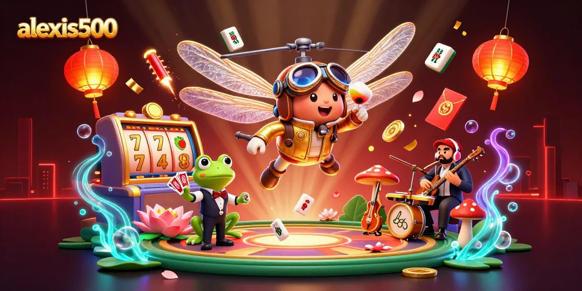 Experience the excitement of alexis500 with vibrant casino elements and lively characters