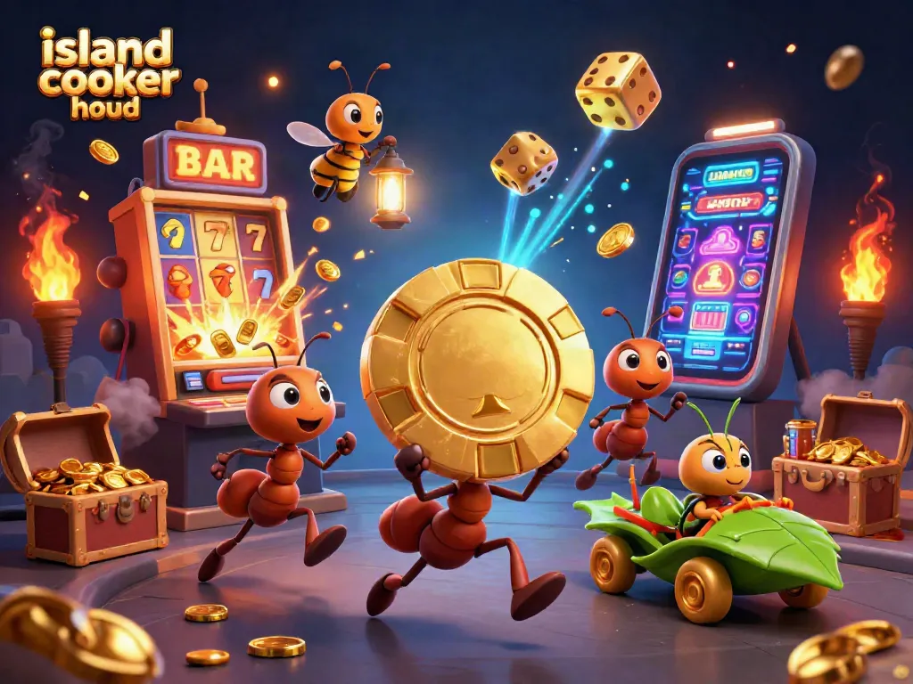 Outsmart the house with an island cooker hood at the heart of a vibrant casino heist scene.