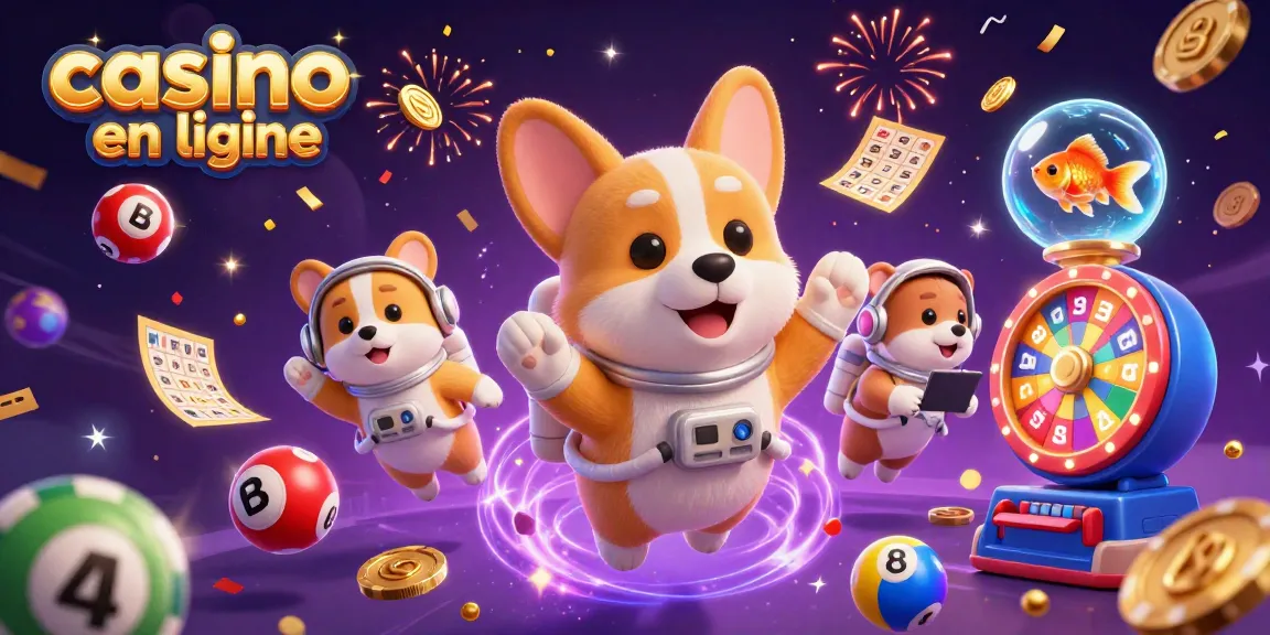 Jouer à un casino en ligne avec des éléments de loterie et des personnages animés dans un univers spatial.