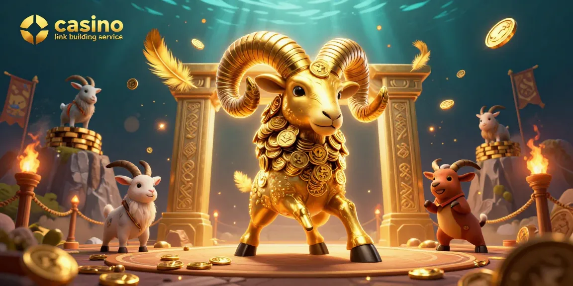 Enhance your strategy with our casino link building service, featuring a dynamic 3D scene of optimized success.