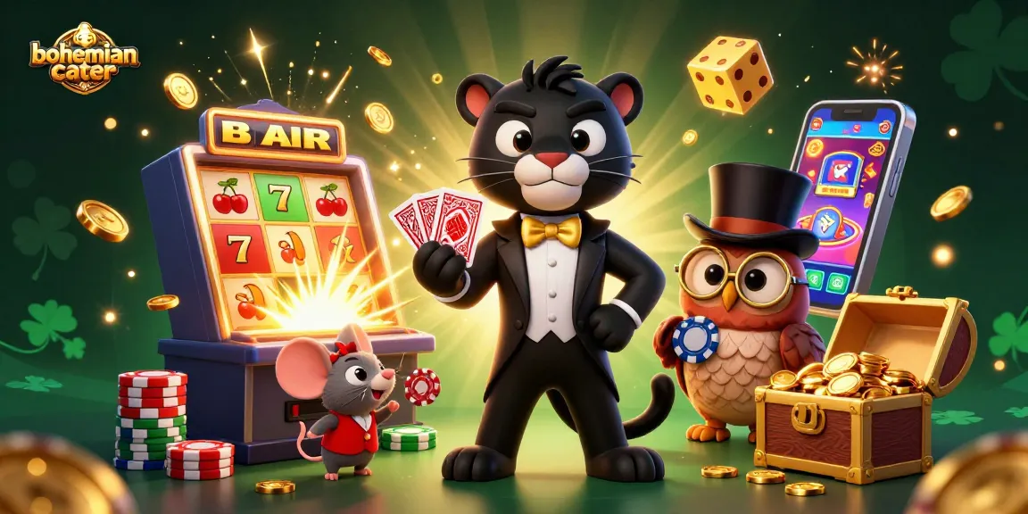 Experience thrilling action with bohemiancater featuring elegant card dealing by a stylish panther and playful owl.