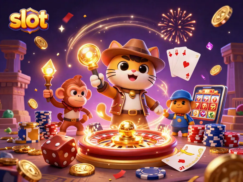 Mendapatkan slot menarik di VIUTOTO dengan karakter kucing arkeolog dan teman monyet bersinar.