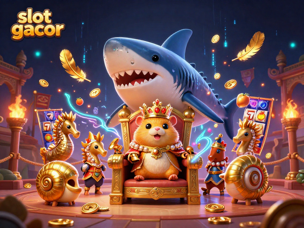 Menang besar dengan slot gacor yang sarat simbol buah dan koin emas di arena permainan yang dinamis.