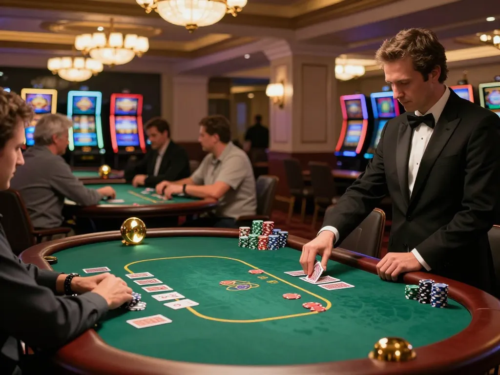 Players enjoying poker at webnk88 casino, capturing the excitement of a lively game.