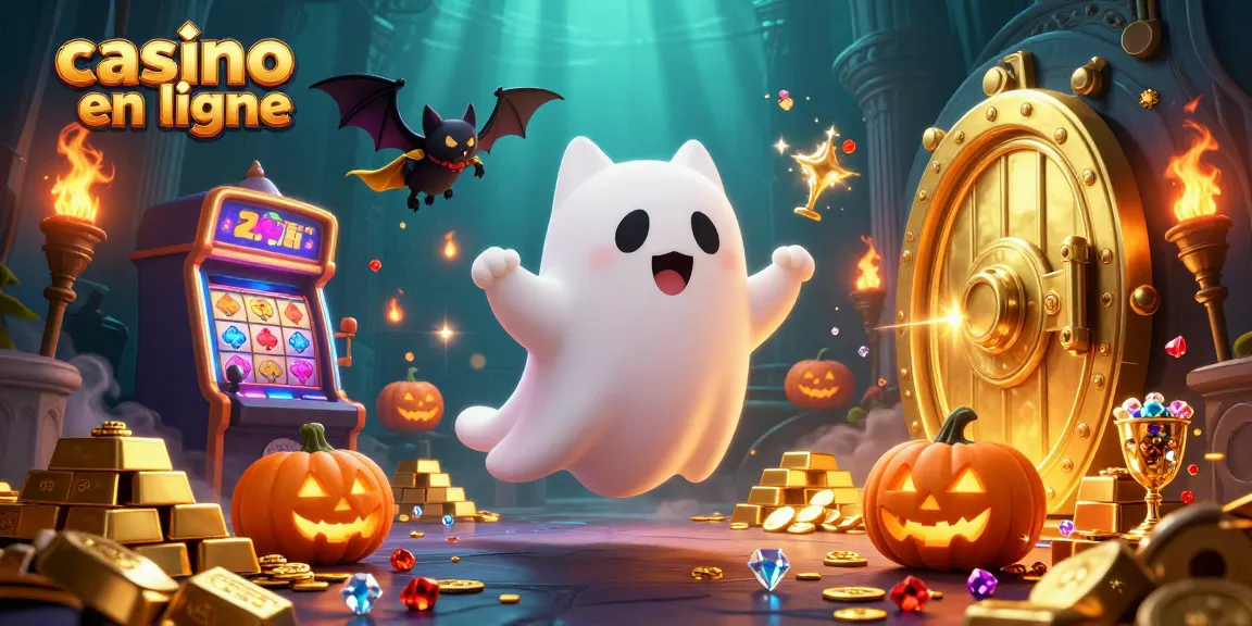 Découvrez un casino en ligne hanté avec un chat fantôme et un vampire dans une scène dynamique.