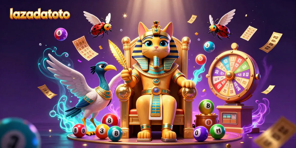 Engage in winning strategies at lazadatoto with vibrant lottery and game elements in this dynamic casino scene.