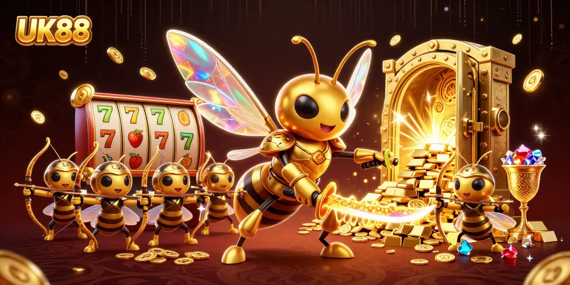 Experience excitement with UK88's lively casino scene featuring engaging characters and gold rewards.