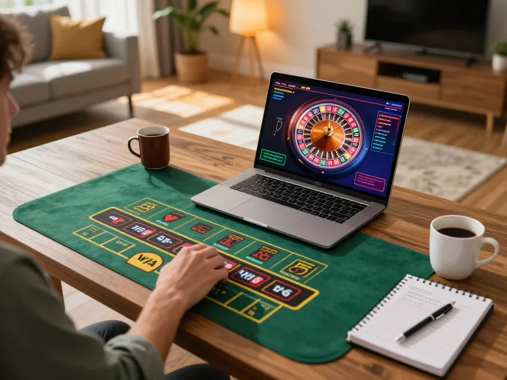 Engaging in live dealer roulette on thabet in a cozy home setting