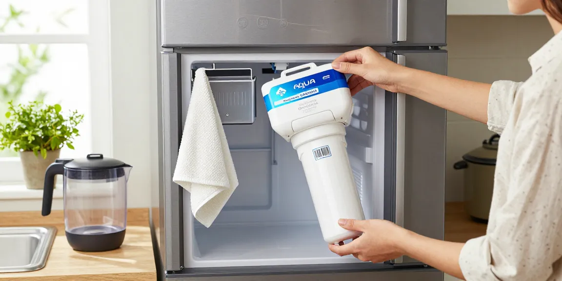 AQUA CREST EDR1RXD1 Replacement for W10295370A being installed in a modern kitchen, highlighting easy home maintenance.