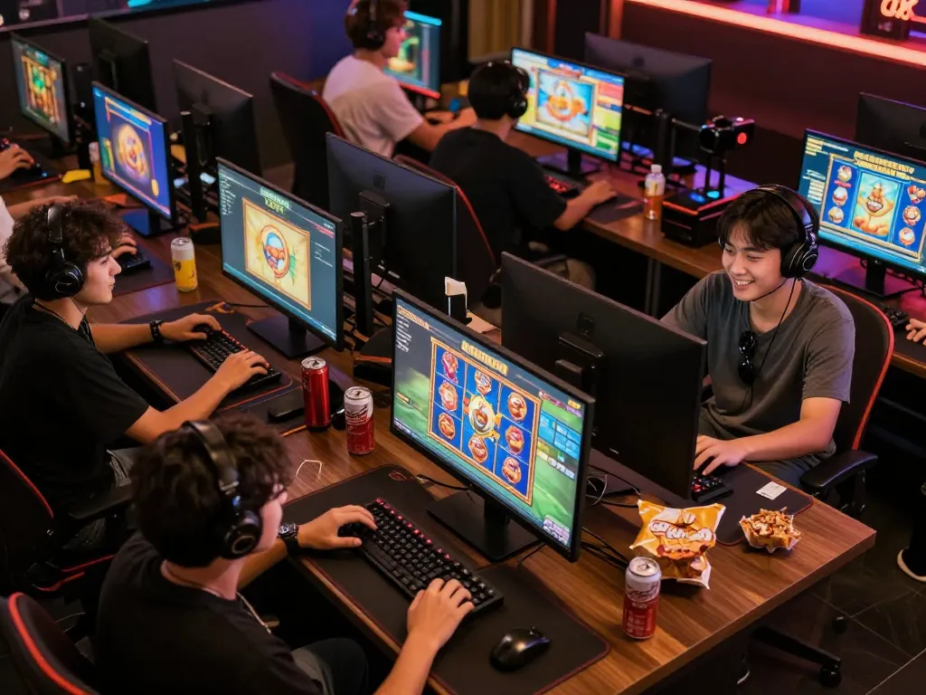 Players enjoying a lively game session of slot depo 4k showcasing vibrant graphics and exciting gameplay.