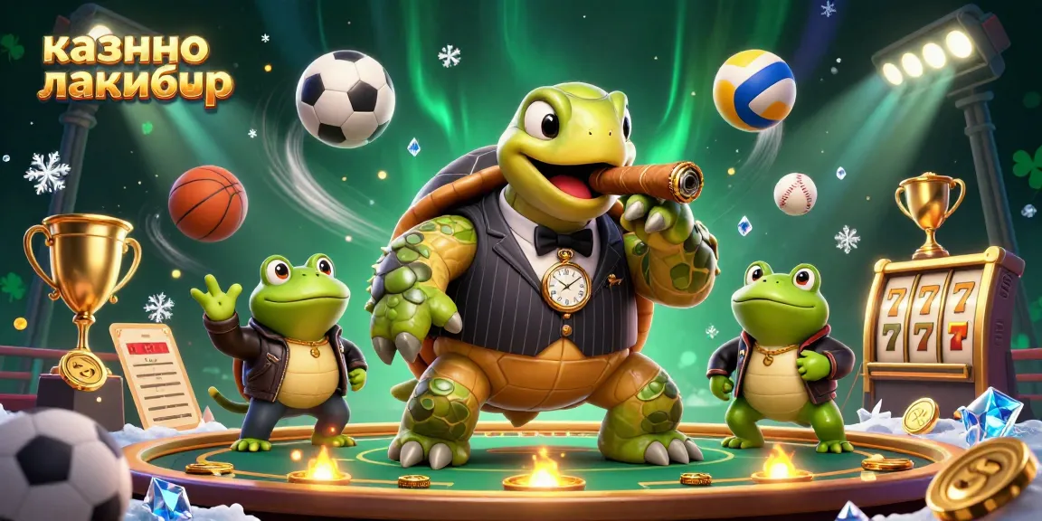 Experience thrilling gameplay at казино лакибир with its vibrant 3D casino environment full of characters and sports elements.