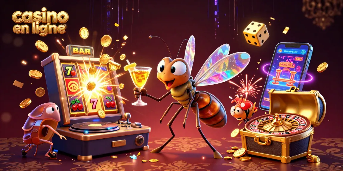 Casino en ligne avec une scène dynamique de jeux et personnages fascinants, symbole du divertissement moderne.