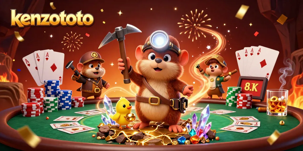 Experience excitement with kenzototo as a mole and canary uncover treasures amid lively poker elements.