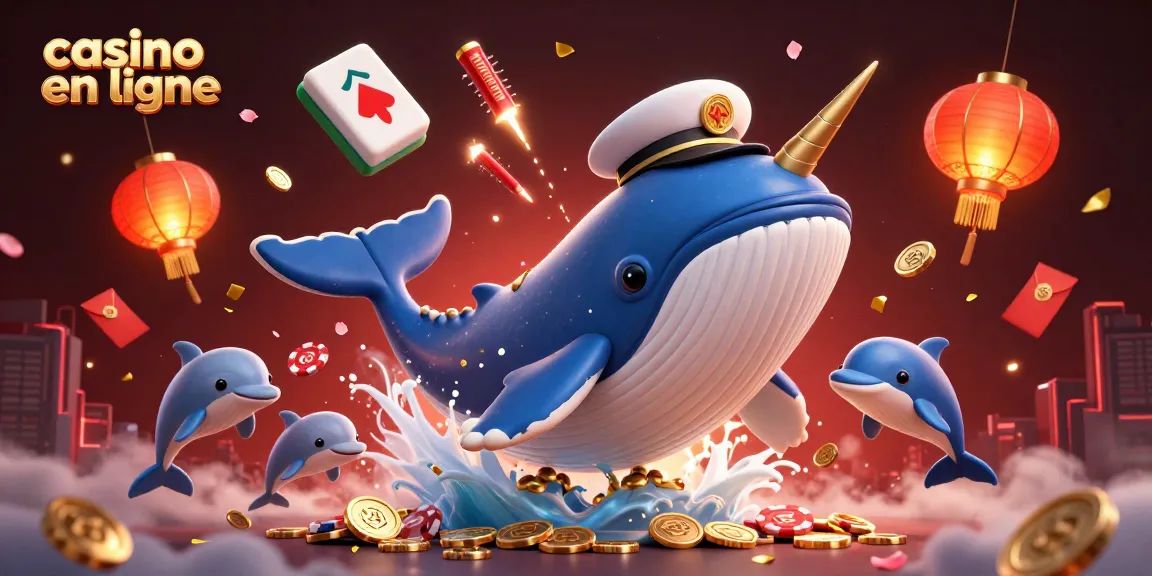 Des jeux de casino en ligne animés avec un baleinier et des dauphins dans une mer de pièces d'or.
