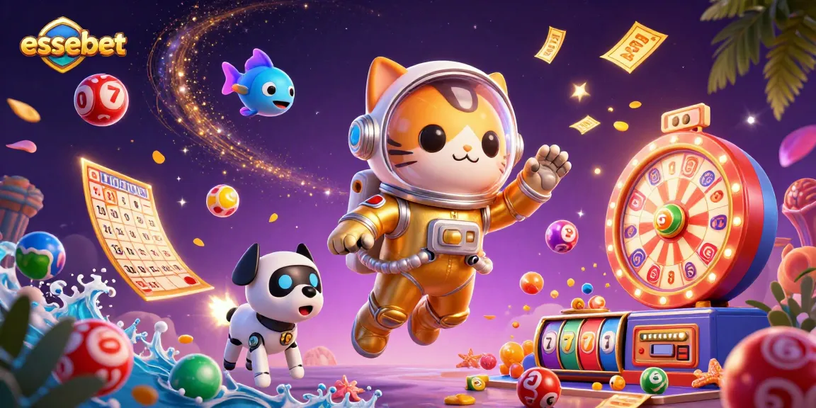 Experience exciting winning moments with essebet in this vibrant lottery-themed 3D illustration.